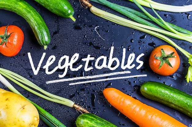 Black background vegetables