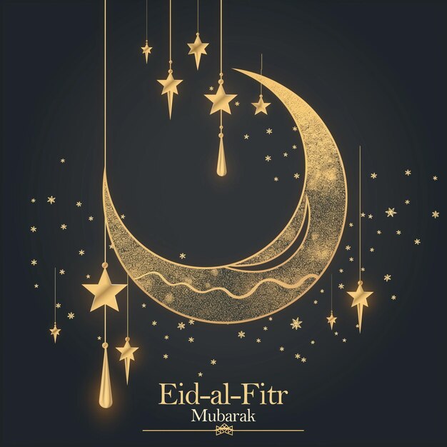 a black background with a black background with a gold crescent moon and stars