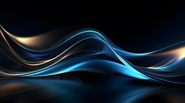 Black background with blue abstract wave