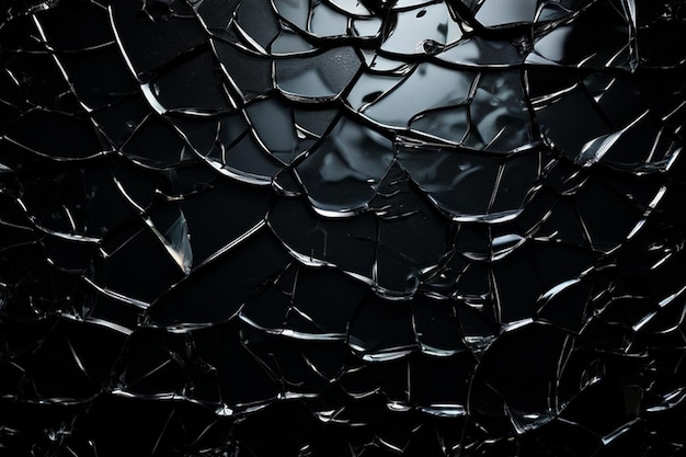 壊れたガラスの質感を持つ黒い背景