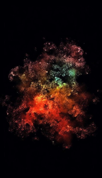 A black background with a colorful explosion of dust.