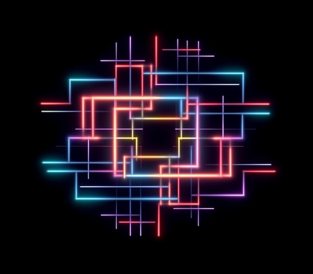 A black background with a colorful geometric design generative ai