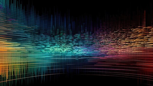 Photo a black background with a colorful sound wave pattern.