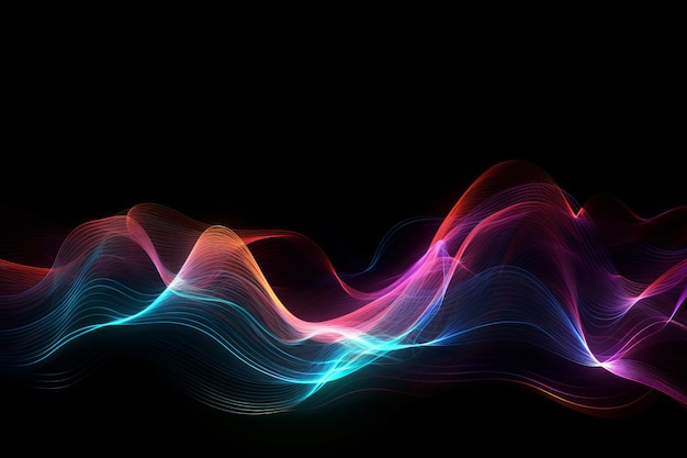 A black background with a colorful wave