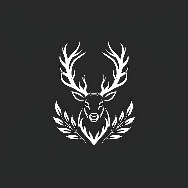 Photo a black background with a deer head and antlers