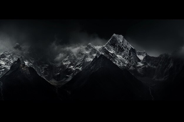 Black background with a faint outline of a mountain range