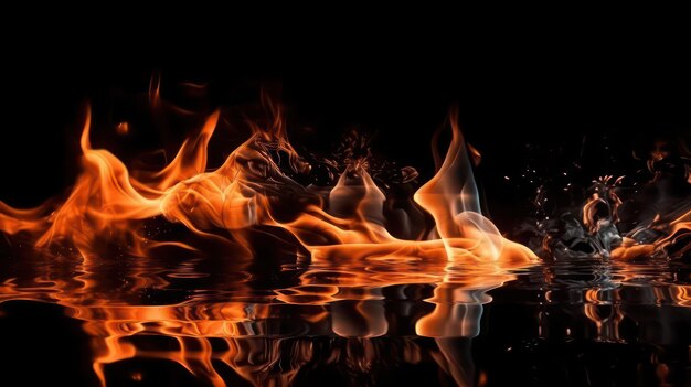 A black background with a fire on it