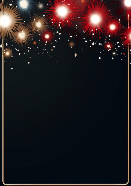 Photo a black background with fireworks and a gold frame