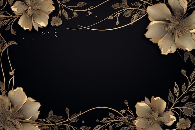 a black background with flowers and a place for text