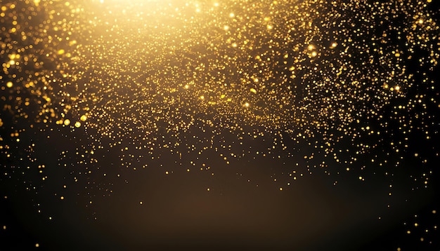 Photo black background with glowing golden particles