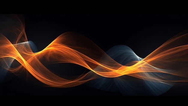 A black background with a glowing orange and blue swirls