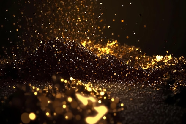 A black background with gold glitter and a black background