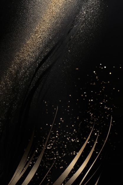 A black background with gold glitters and a black background.