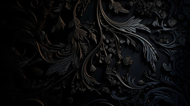 A black background with a gold leaf pattern