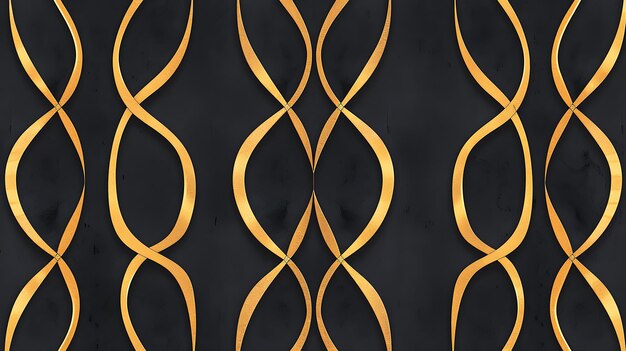 a black background with gold lines and orange circles