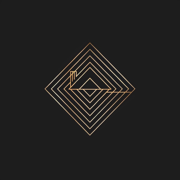 a black background with gold lines and a triangle on it