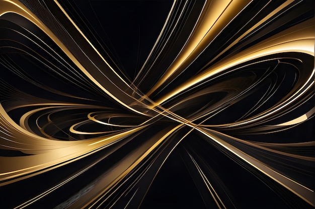 a black background with gold lines