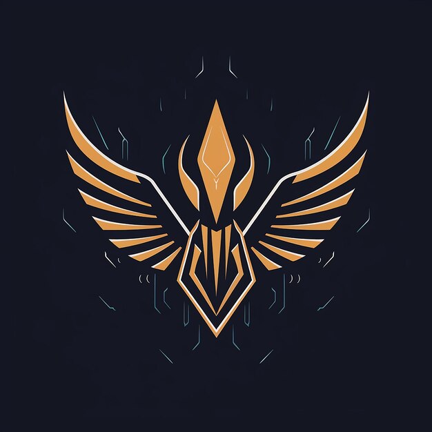 Premium AI Image | a black background with a gold and orange logo with ...