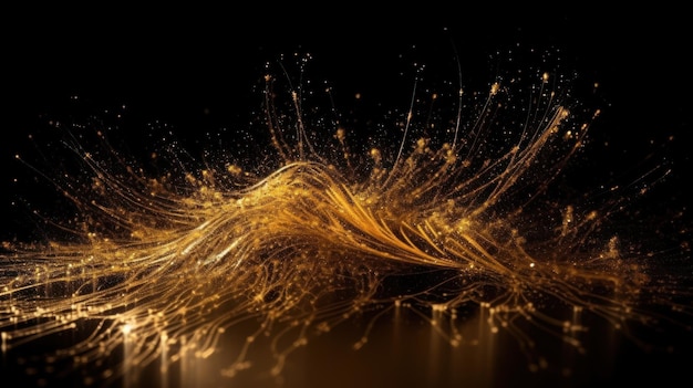 A black background with gold and orange particles and the words gold on it