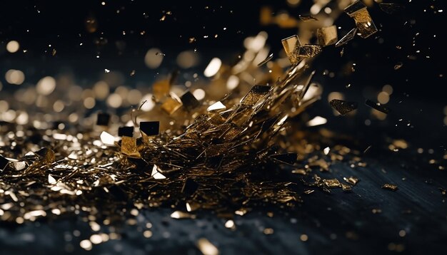 A black background with gold pieces and a black background.