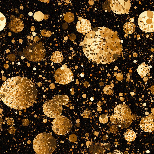 Foto uno sfondo nero con cerchi d'oro e d'argento e un po' di glitter d'oro