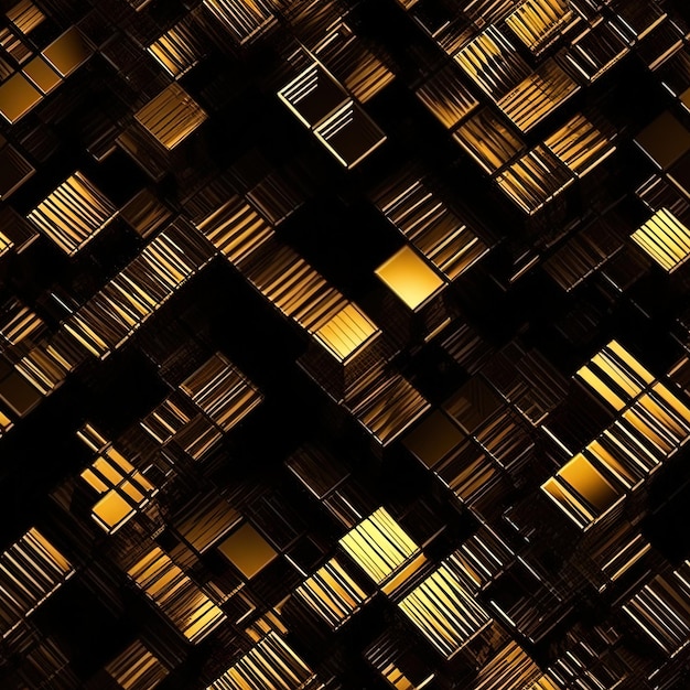 A black background with gold squares and the words cube on it