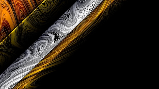 A black background with gold and white swirls.