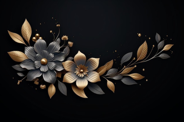 Black background with golden floral ornament