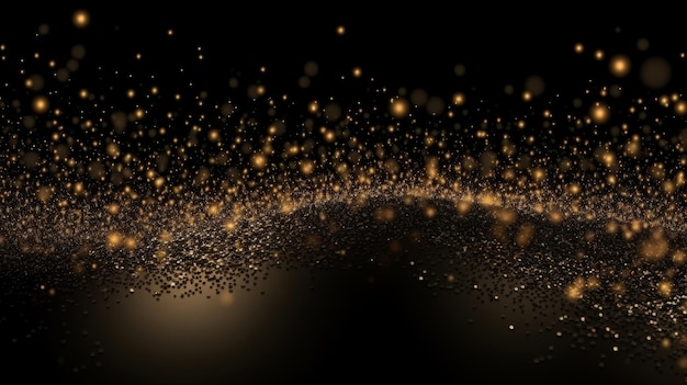 A black background with golden glitter particles Generative ai
