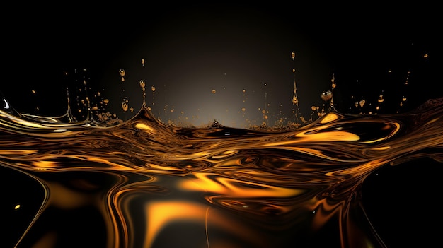 A black background with a golden liquid and the words " water " on it.