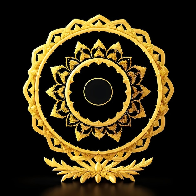 Photo black background with golden mandala frame