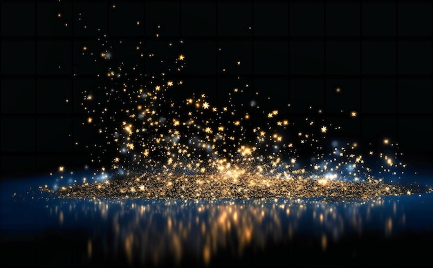 A black background with golden stars falling from it