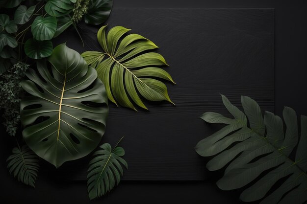 A black background with a green plant