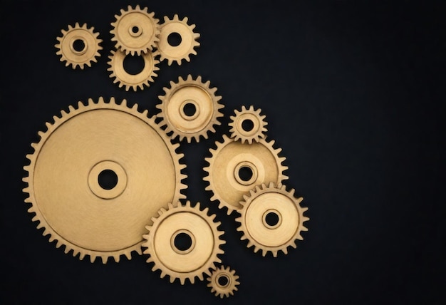 a black background with a group of gears that saythe word gearson it