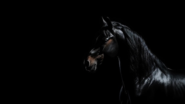 Black background with isolated horse silhouette