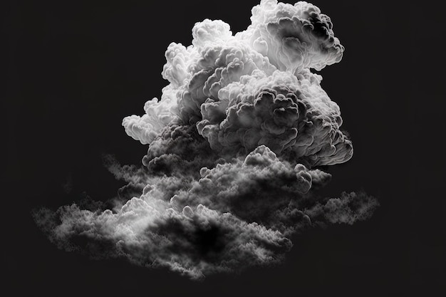 On a black background with isolated white clouds for design