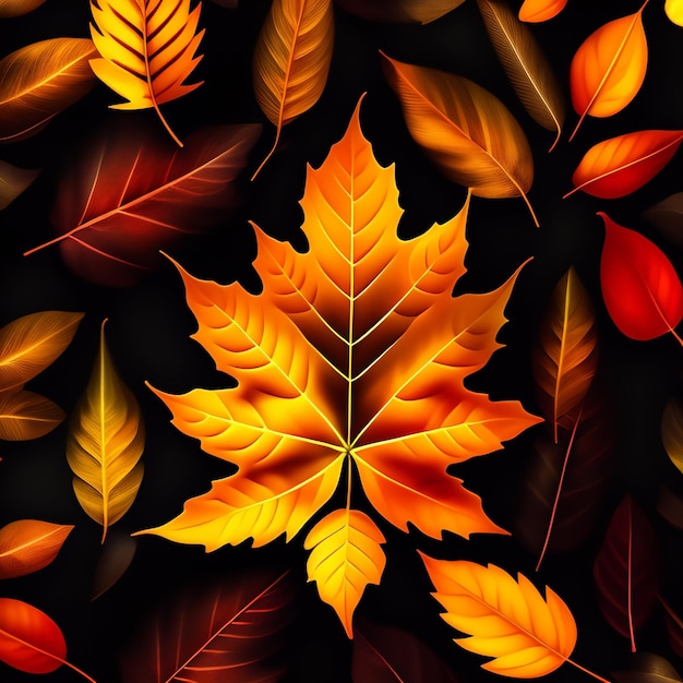 A black background with a leaf that says autumn on it.