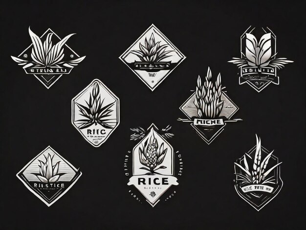 Photo a black background with a logo for rice and rice