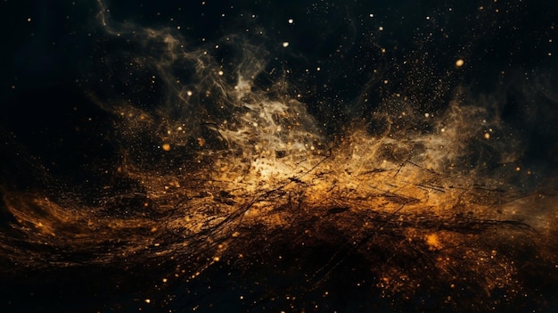 A black background with a nebula and stars