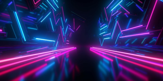 Premium AI Image | A black background with neon lights and a black ...