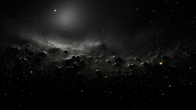 Black Background with Noise Filter and Specks of Stars Cosmic and Celestial Background