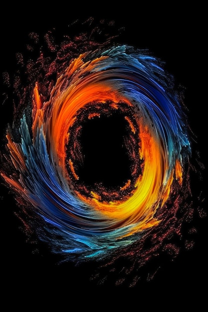 Black Background With Orange and Blue Swirl Generative AI