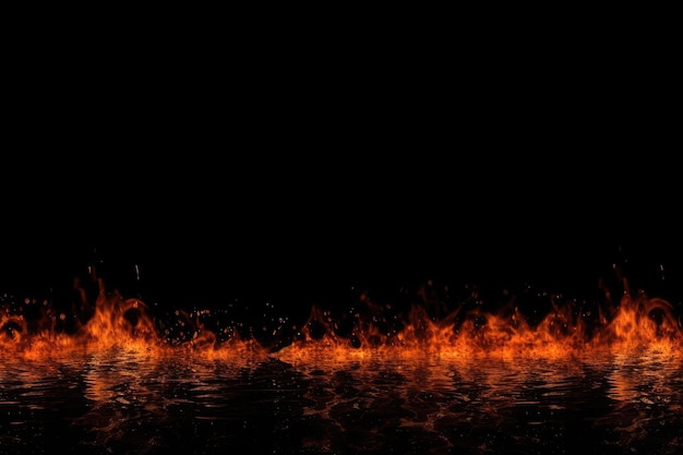 A black background with orange and red flames