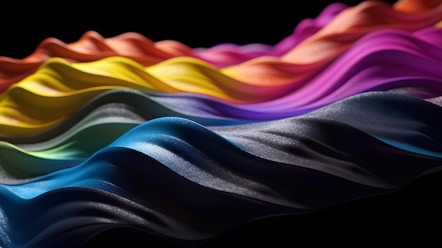 Black background with pride colors waves