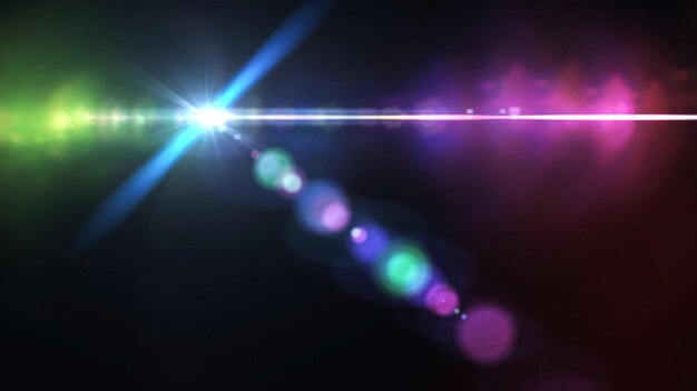 Photo a black background with a purple and red light that is lit up with a lens flare.