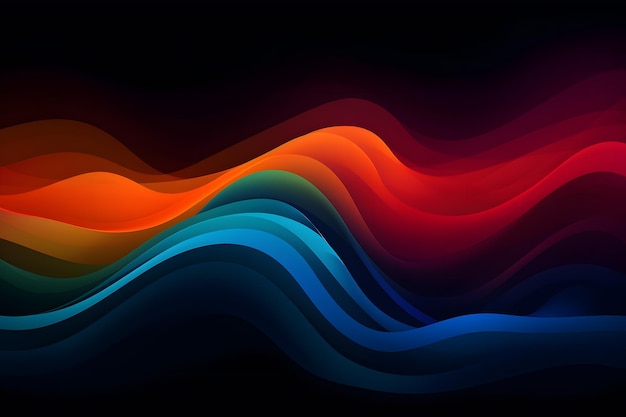 A black background with a red and blue waves.