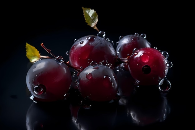 A black background with red cherries on it