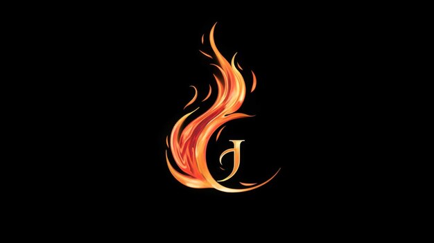 A black background with a red flame and the word