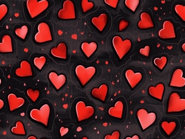 A black background with red hearts and a black background with red hearts generative ai