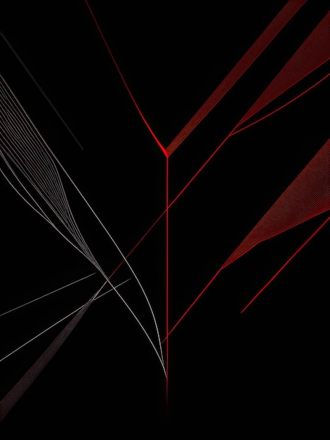 A black background with red lines and white lines